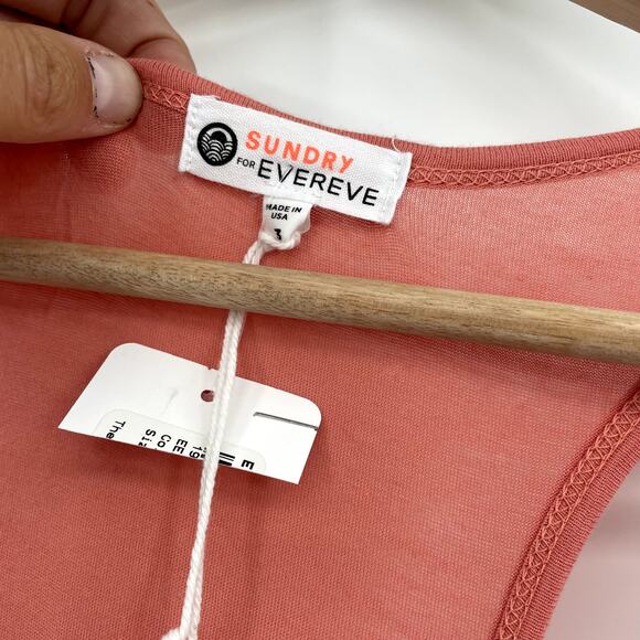 SUNDRY x EVEREVE NWT The Malibu Peach Pink Tiered Midi Dress // L - Picture 8 of 11